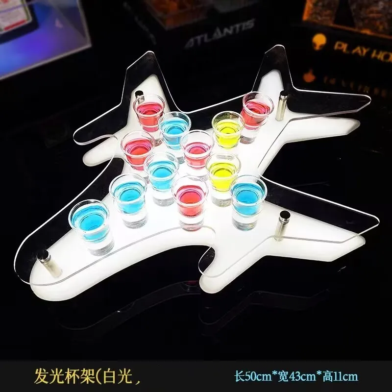 Rechargeable Airplane Shape Led Cocktail Glass Holder Shot Glass Wine Rack For Nightclub Bar Ktv Wedding Party Decoration