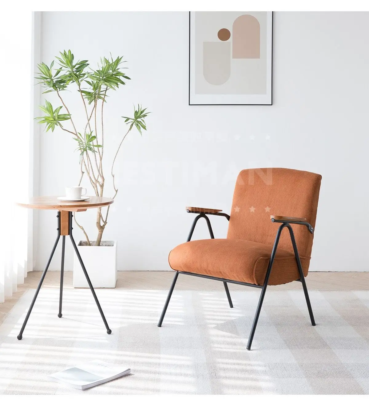 Balcony Iron Single Sofa Chair Set for Small Spaces Homestay Lounge Commercial Talk Set with Trendy Mini Sofa and Coffee Table