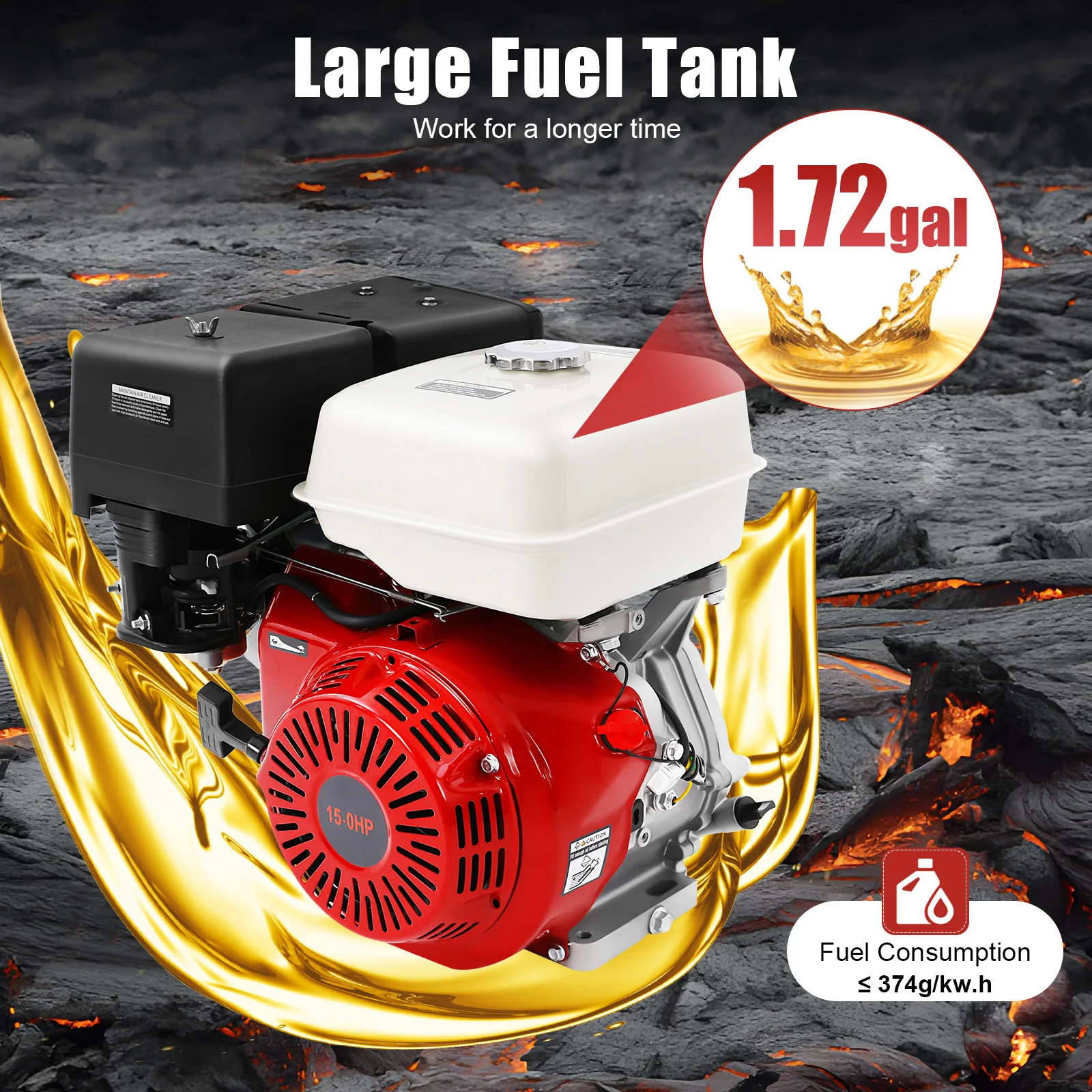 9700W 15HP Gasoline Engine 4 Stroke Aluminum Alloy Iron Material Engine 420CC High Power Garden Tool Gas Motor for Farm