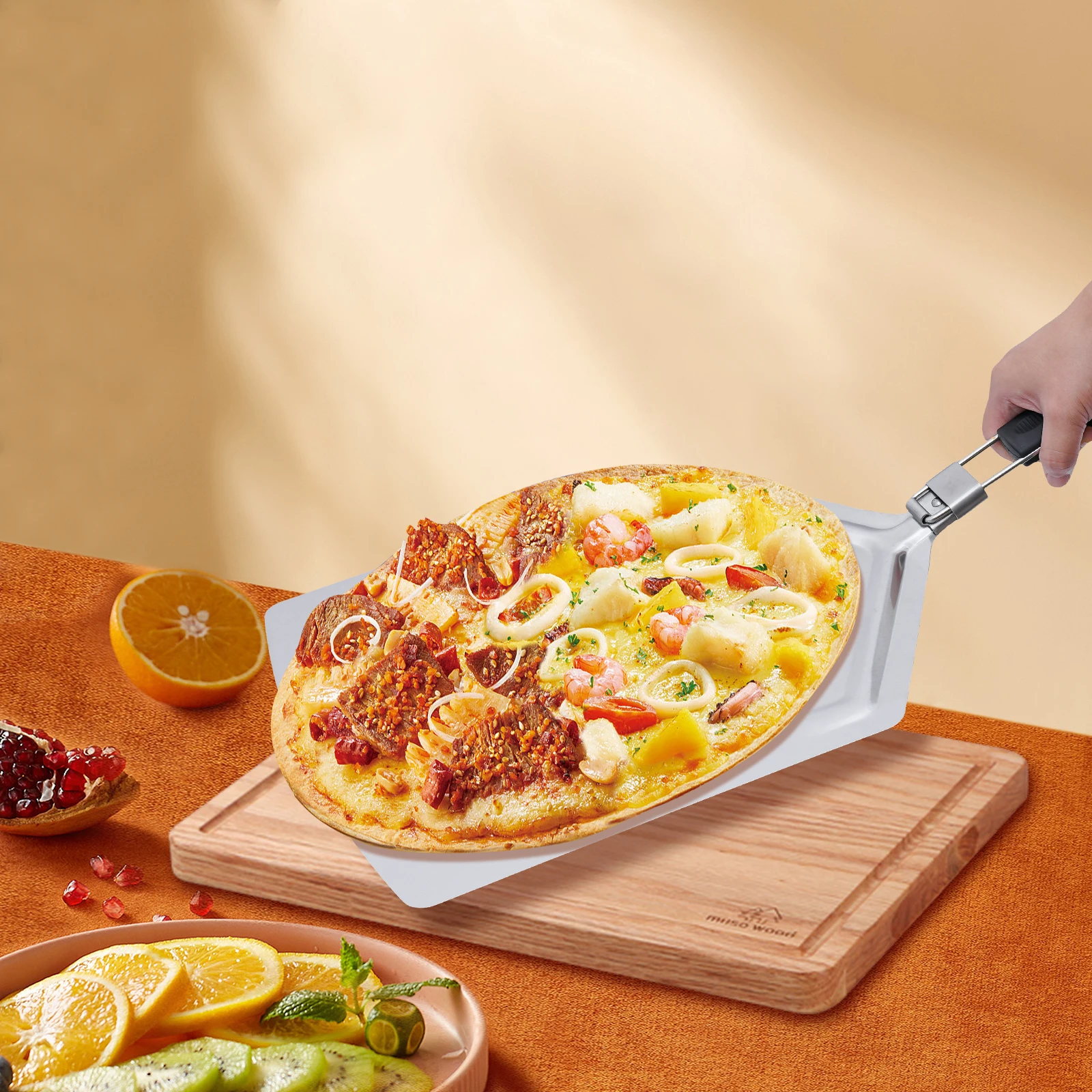 Fdit Palette à Pizza Pelle à Pizza En Acier Inoxydable Spatule Pliante Outil De Levage De