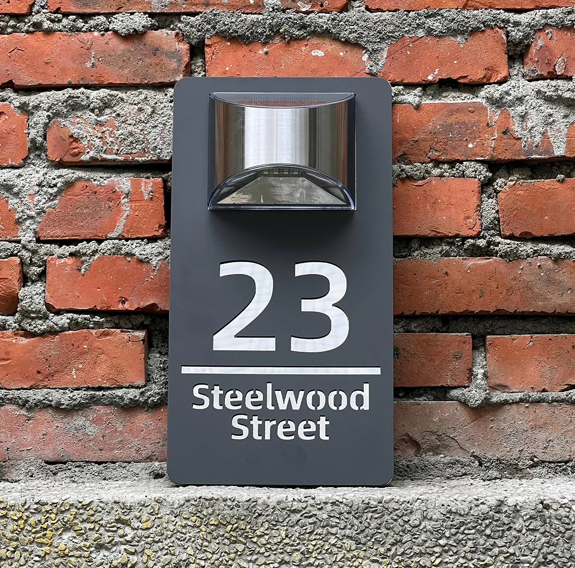 Personalised Exterior Solar House Number Outdoor LED Light House Sign 3D Laser Cutting Street Family Name Plate Door Sign