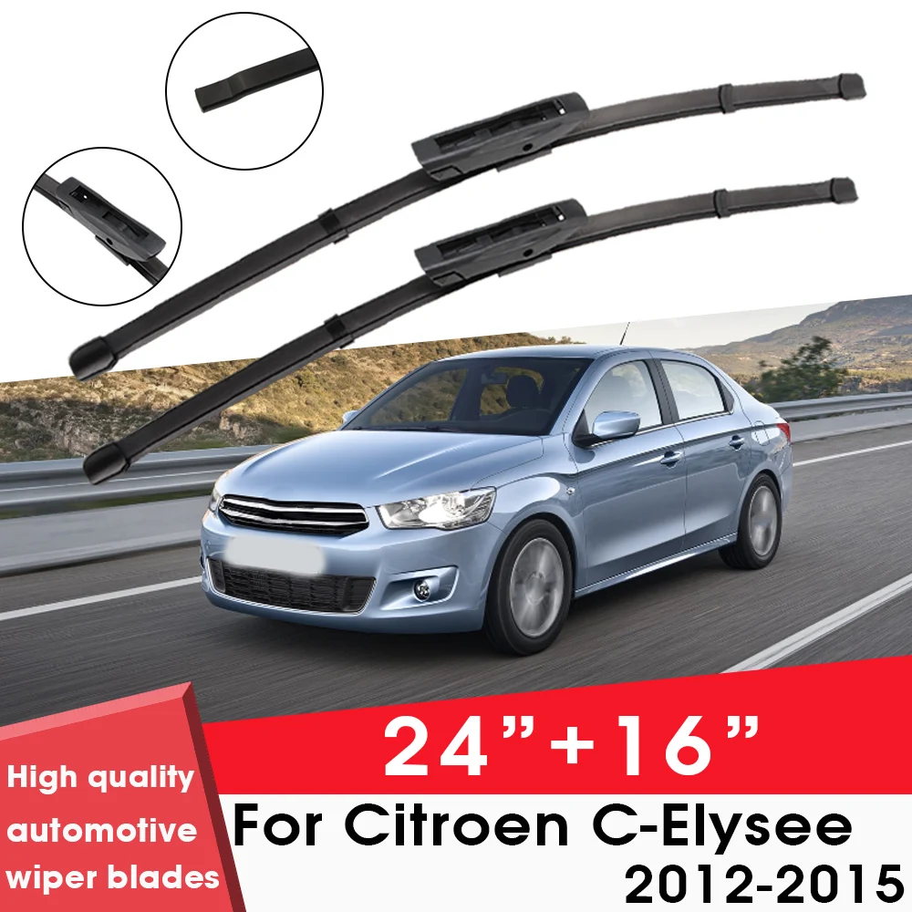 

Car Wiper Blade Blades For Citroen C-Elysee 2012-2015 24"+ 16" Windshield Windscreen Clean Naturl Rubber Car Wipers Accessories