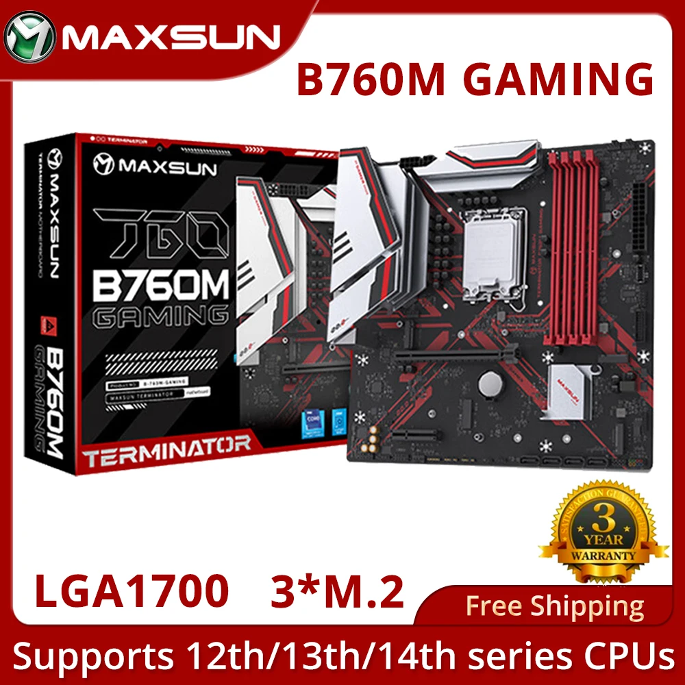 MAXSUN 마더보드 LGA 1700 지지대 인텔 코어 i3, i5, i7, i9, 12 번째 13 번째 프로세서, 듀얼 채널 DDR4 메모리, B760M GAMING 