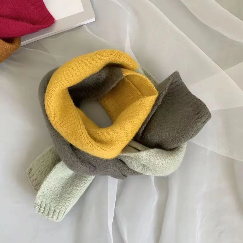 

Новинка 2023, женский шарф на осень и зиму, Универсальный мягкий теплый трехцветный шарф в западном стиле, бесплатная доставка