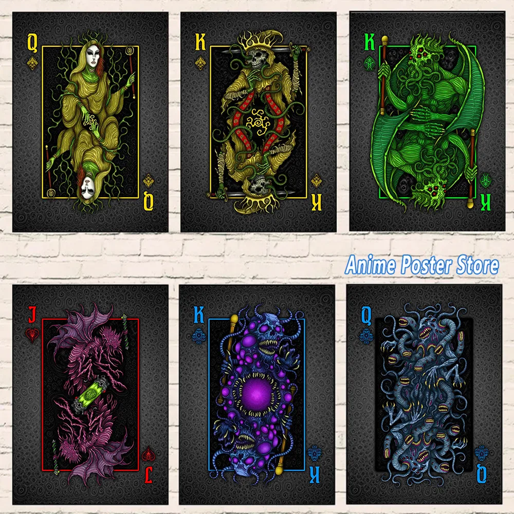 

Abstract L-Lovecraftian Playing Cards Poster Canvas Painting Print Wall Art Picture For Home Living Room Decor Aesthetic Cuadros