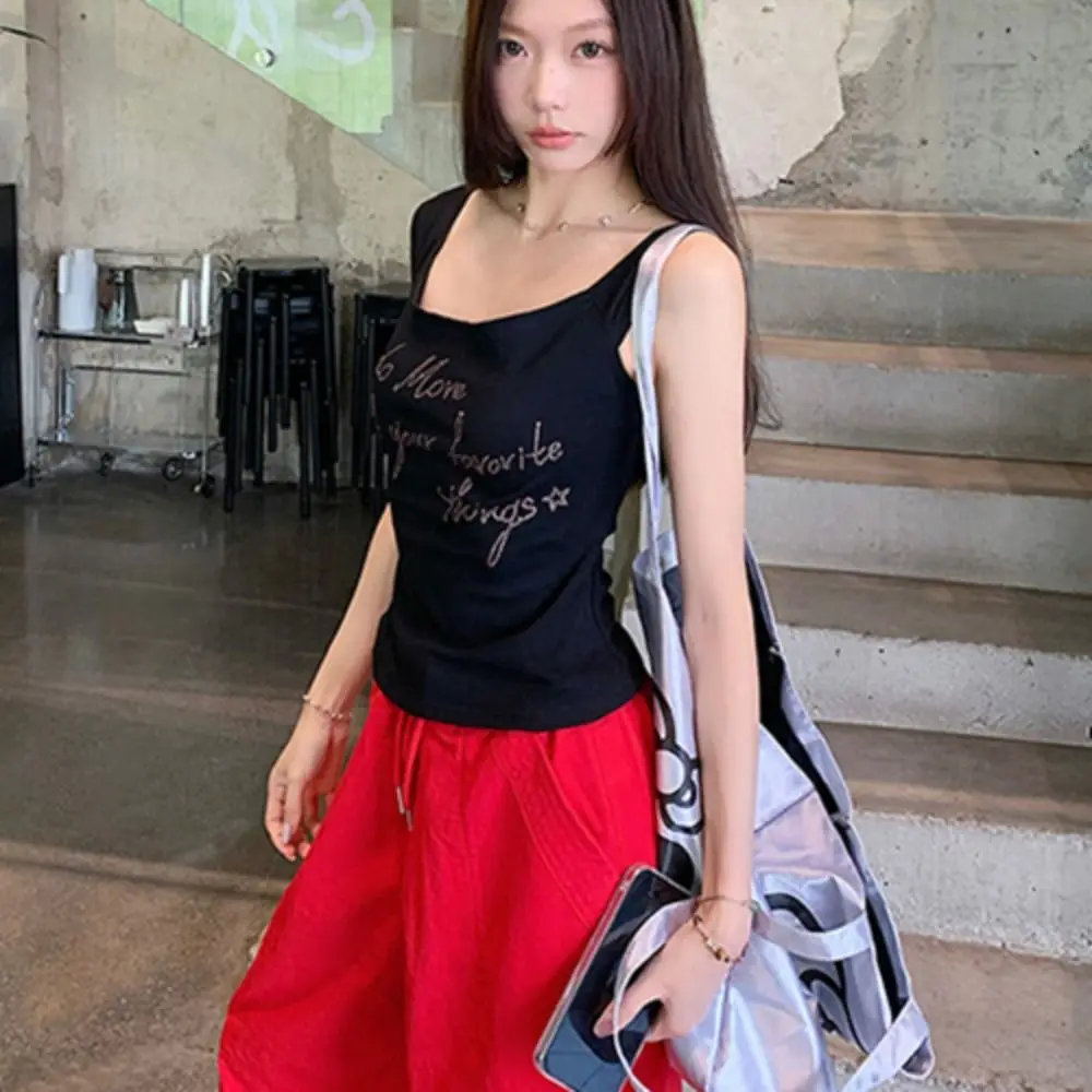 Description Picture 5 of itemChic Ins Off Shoulder Crop Top Slim Fit Female Clothing Rhinestone T-shirt Sweet Bottoming Shirt Women Beachwear