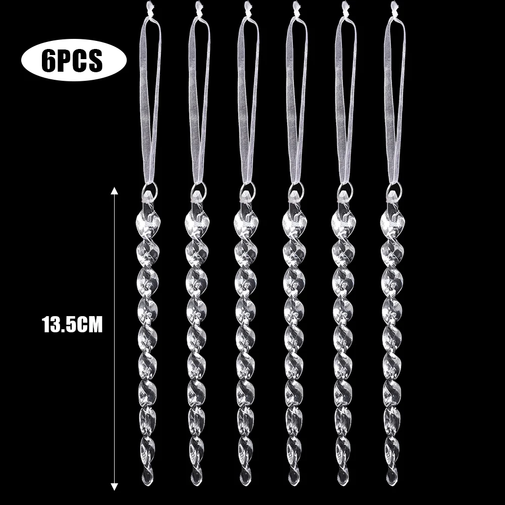 thumbnail image 1 of Xmas Tree Hanging Acrylic Snowflake Drop Icicle Pendants Crystal Ornaments Christmas Clear Pendants Home Party Decor New Year, 1 of 5