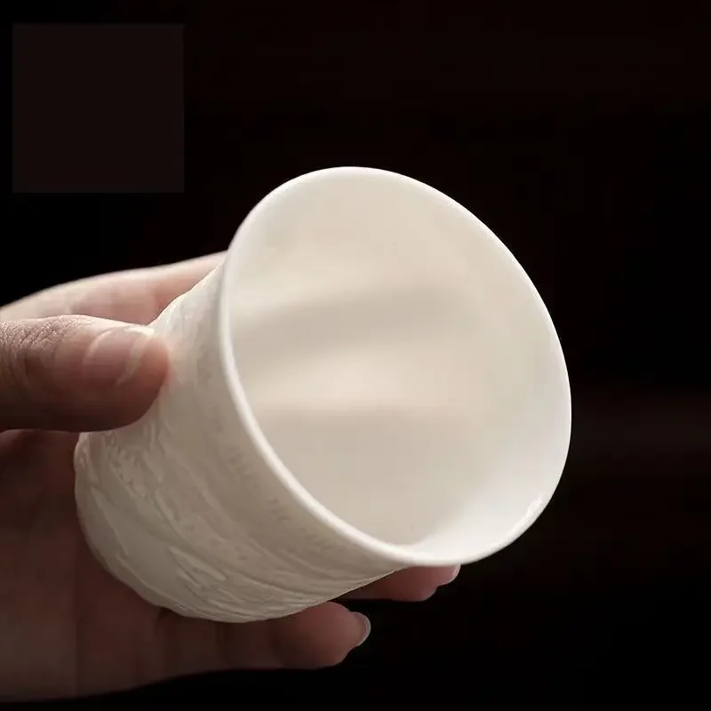 Boutique Ceramic Teacup Meditation Cup Handmade Three-dimensional Relief Tea Bowl Chinese Tea Set Accessories Master Cup