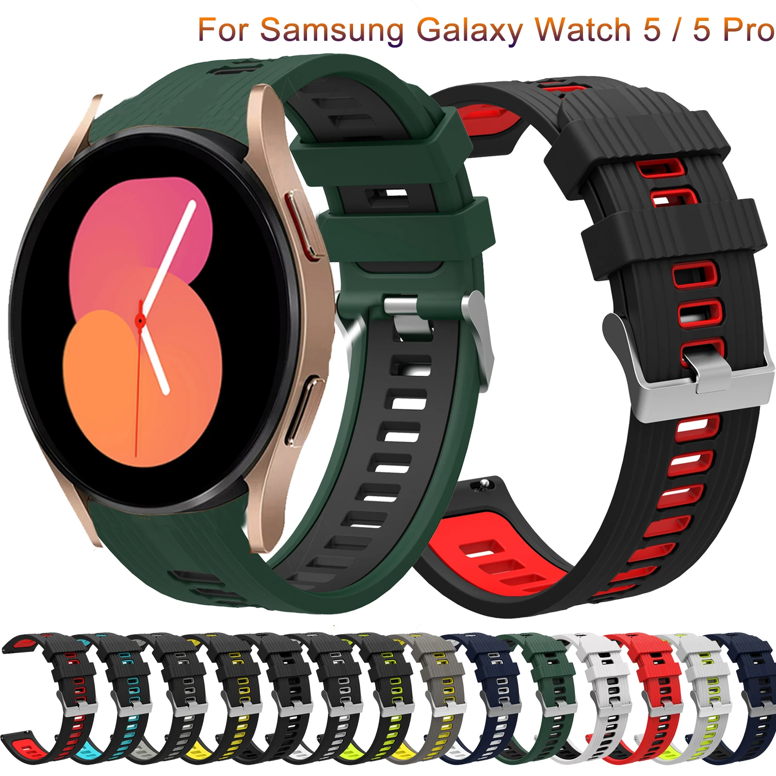 Cinturino In Silicone Per Samsung Galaxy Watch 5/4 44Mm 40Mm 5 Pro 45Mm Bracciale Sportivo Smartwatch Galaxy Watch4 Classic 46Mm 42Mm Band
