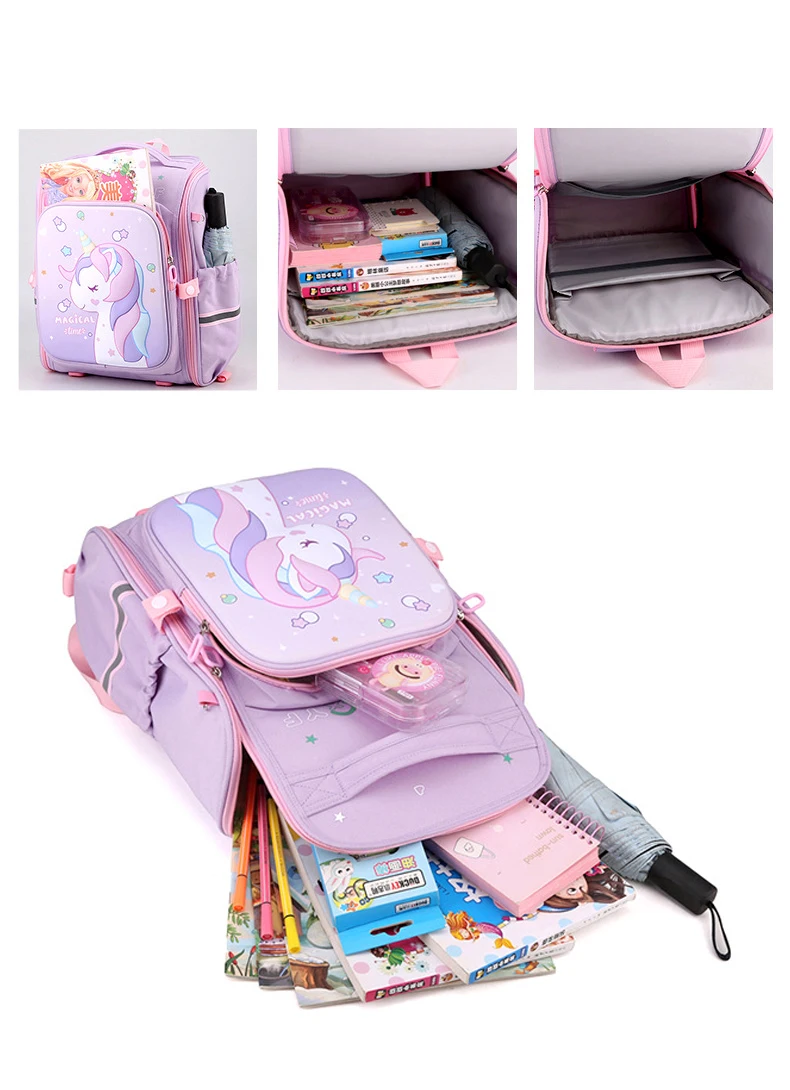 New Girl School Bags Child Pink Unicorn Printing Backpacks Kindergarten Student Cute Girls Children's Schoolbag Waterproof Kid 5