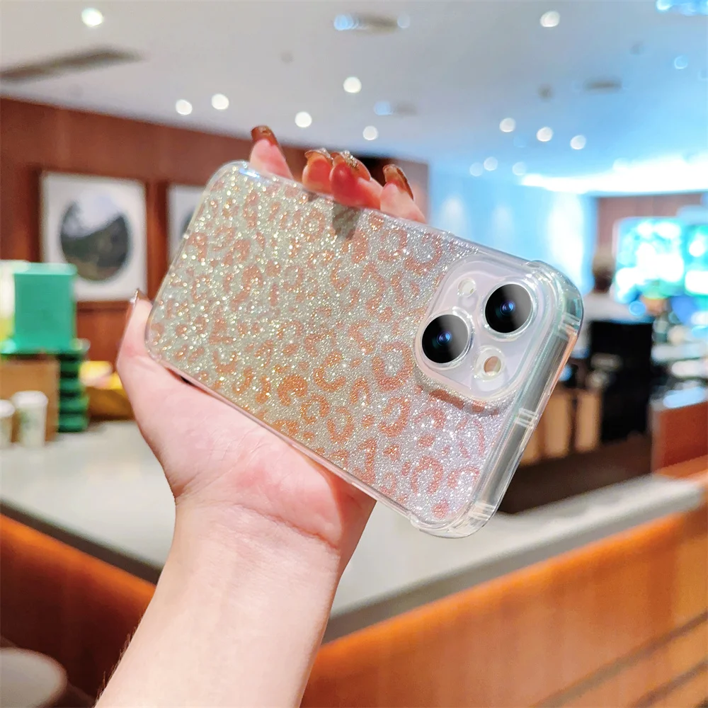 „Lase Leopad“ apsauginis telefono dėklas, skirtas „iPhone 15“, 14, 13, 12, 11, „Po Max Mini XR XS X 7 8 Plus“ ir atsparus smūgiams, minkštas TPU dėklas._voghion.com