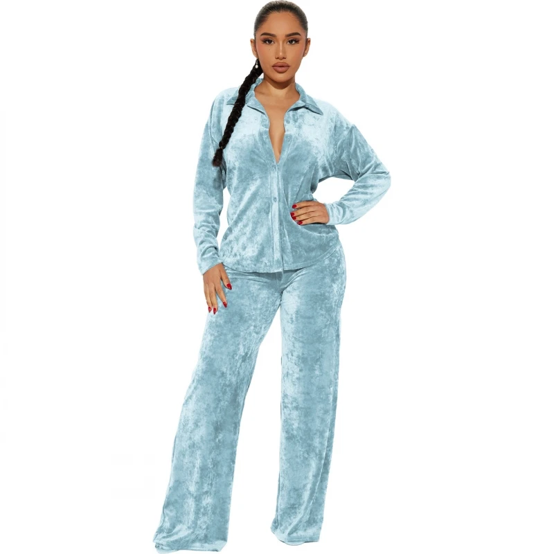 

2 Piece Women Set Winter Autumn Long Sleeve Shirt Blouse Top And Pants Suits Outfits Fashion Office Lady Matching Sets Outfit