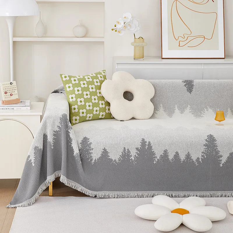Simple Gradient Sofa Cover Cloth Chenille All-Season Dustproof Scratch-Proof Multifunctional Sofa Covers Blanket Decor Home 6