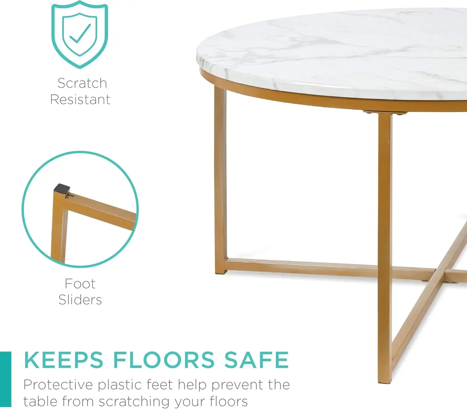 36in Faux Marble Accent Table, Modern End Table, Large Coffee Table Home Decor for Living Room, Dining Room, Tea, Coffee 6