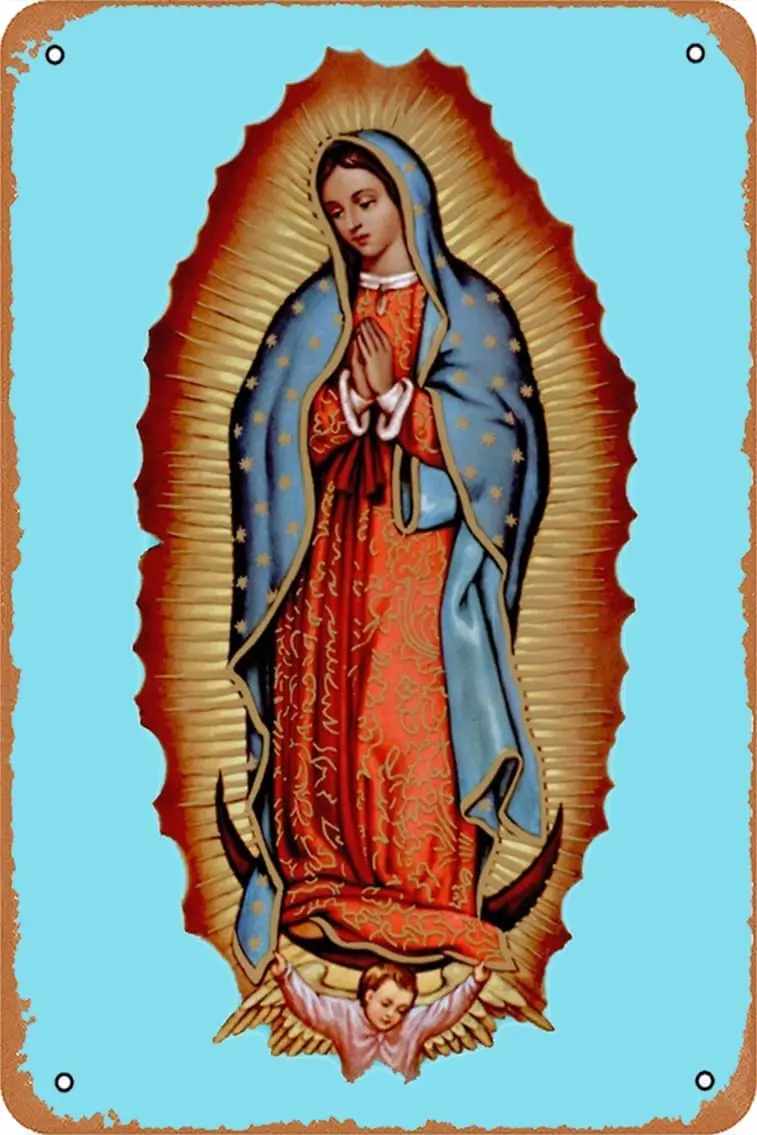 

Xiddxu Vintage Tin Metal Sign Virgin Virgen Maria De Guadalupe Retro Wall Art Decor Iron Painting for Home Kitchen Cafe Pub Sign