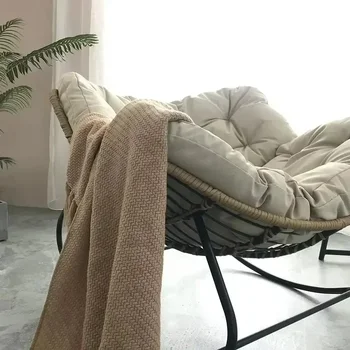 كرسي هزاز فردي على الطراز الاسكندنافي ، أريكة كسولة ، كرسي ترفيهي ، صالة راتان ، غرفة معيشة ، شرفة ، غرفة نوم ، مريحة - Image 4