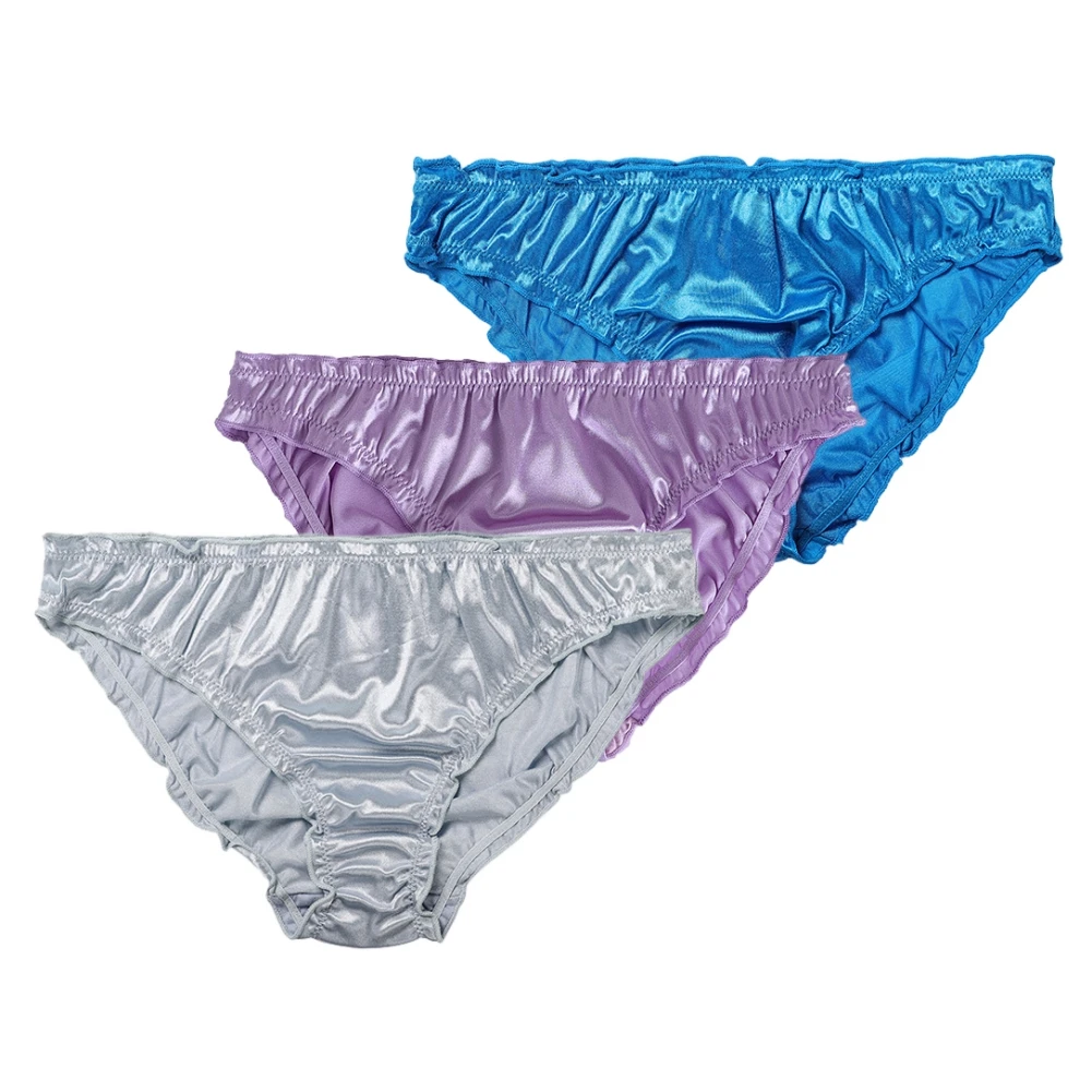 Women Satin Panties Low-Waist Ruffle Milk Silk Sexy Underwear