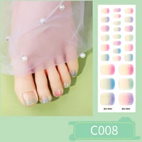 Semi Cured Toenail Wraps 32Tips Fashion Color Long Lasting Full Cover Nail Gel Sticker Wraps Manicure Nail Sticker Press On Nail 1