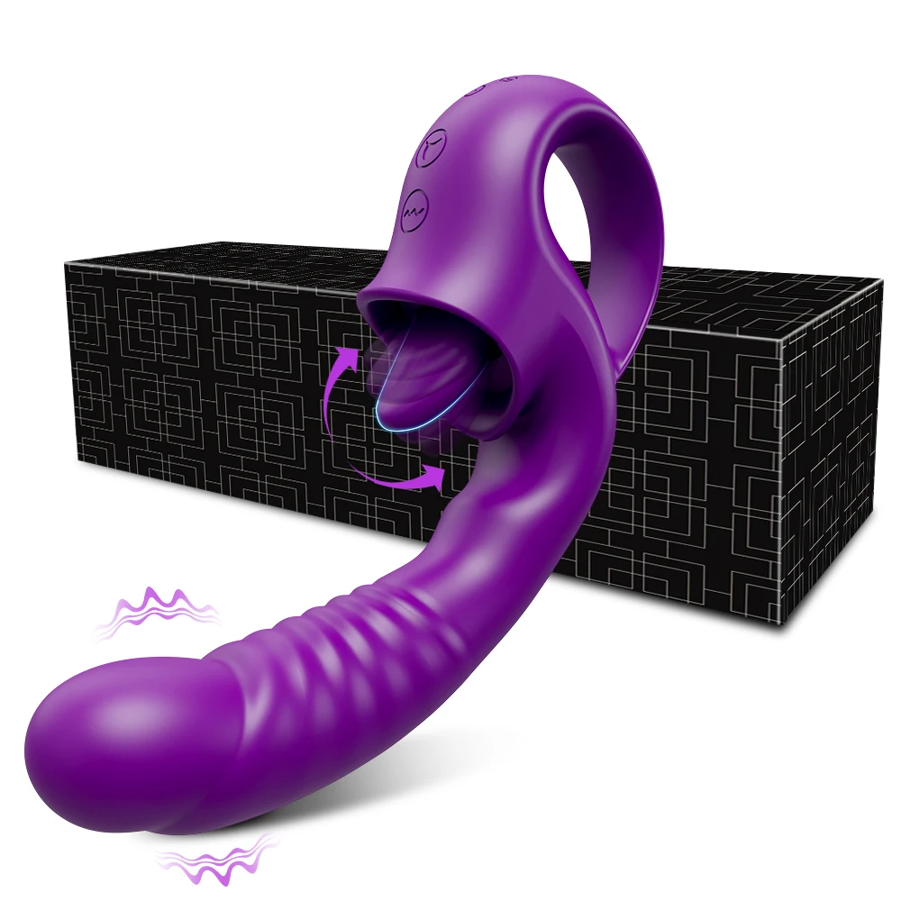 Vibratore per punto G con leccatura del clitoride per donne, stimolatore del clitoride, dildo realistico con 10 modalità di leccatura e vibrazione A_voghion.com