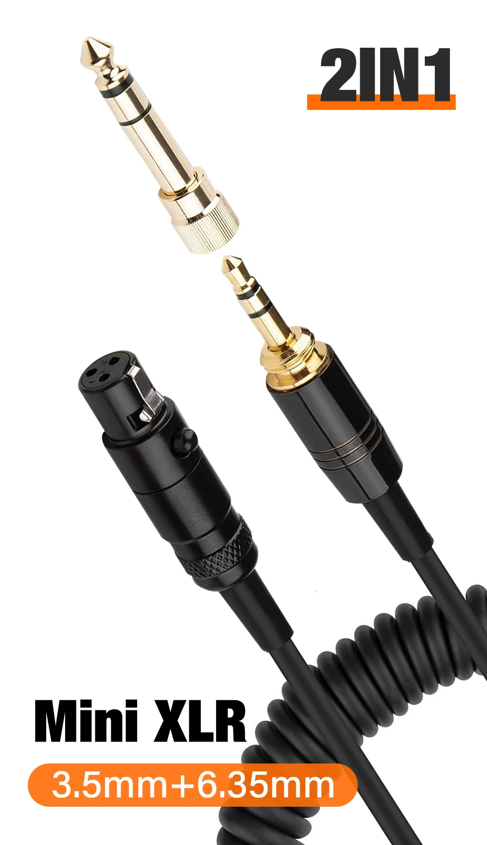 Gold plated 6.3/3.5mm Jack to Mini XLR Female Headphone Cable Audio Line Cord for AKG Q701 K702 K240 K141 K271 K171 K181