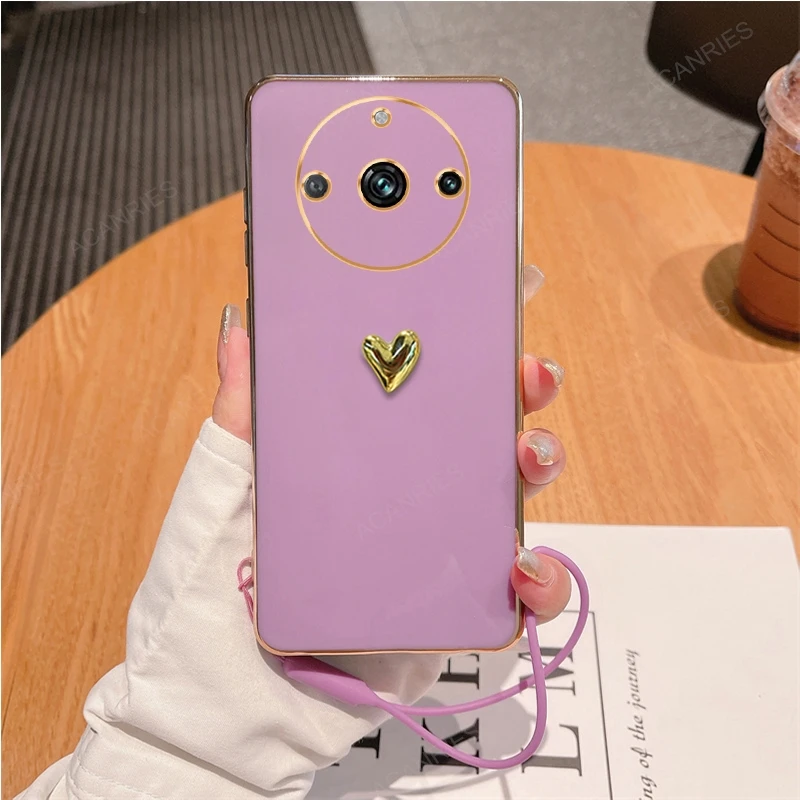Luxurious 3D Gold Heart Plating Silicone Soft Case Cover