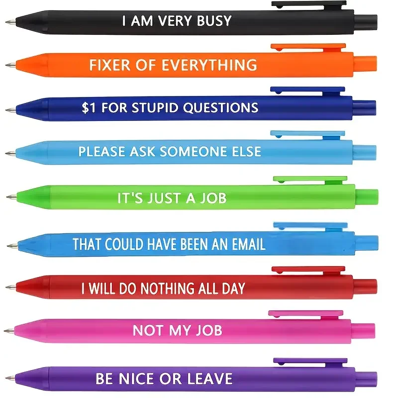 Fun & Satirical Quote Ballpoint Pen Set - Amusement Park Edition