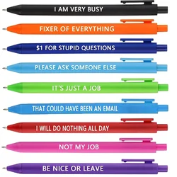 Fun & Satirical Quote Ballpoint Pen Set - Amusement Park Edition (9 Pcs)