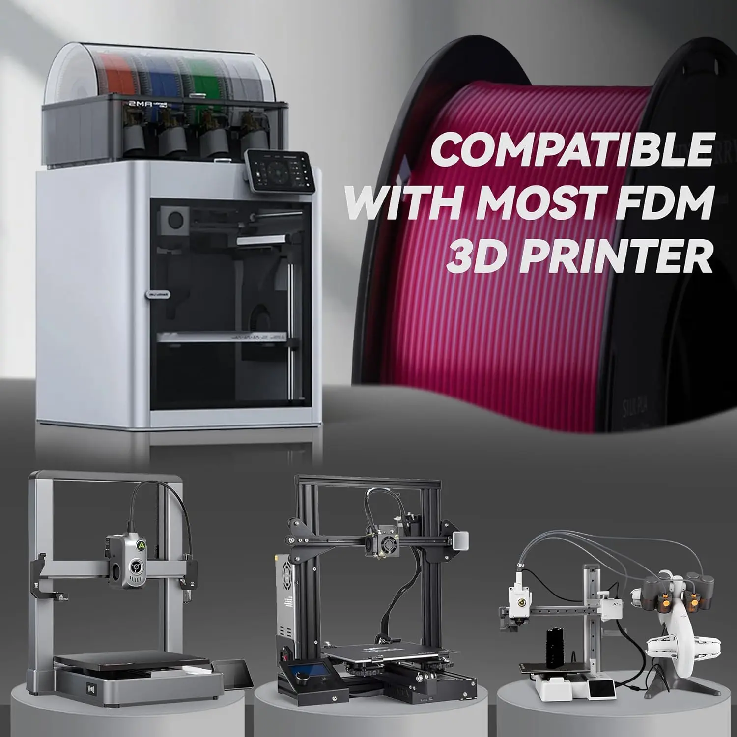 실크 PLA 필라멘트 1.75mm, 금속 같은 광택의 3D 프린터 필라멘트, 치수 정확도 +/- 0.02mm, 대부분의 FDM 3D 프린터에 호환 가능