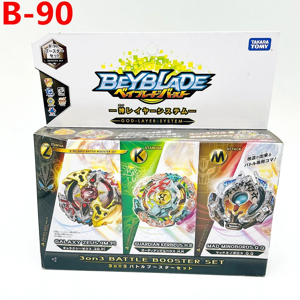 

Takara Tomy Beyblade Burst B-90 3on3 Booster Set Zeus + Kerbeus + Minoboros b90