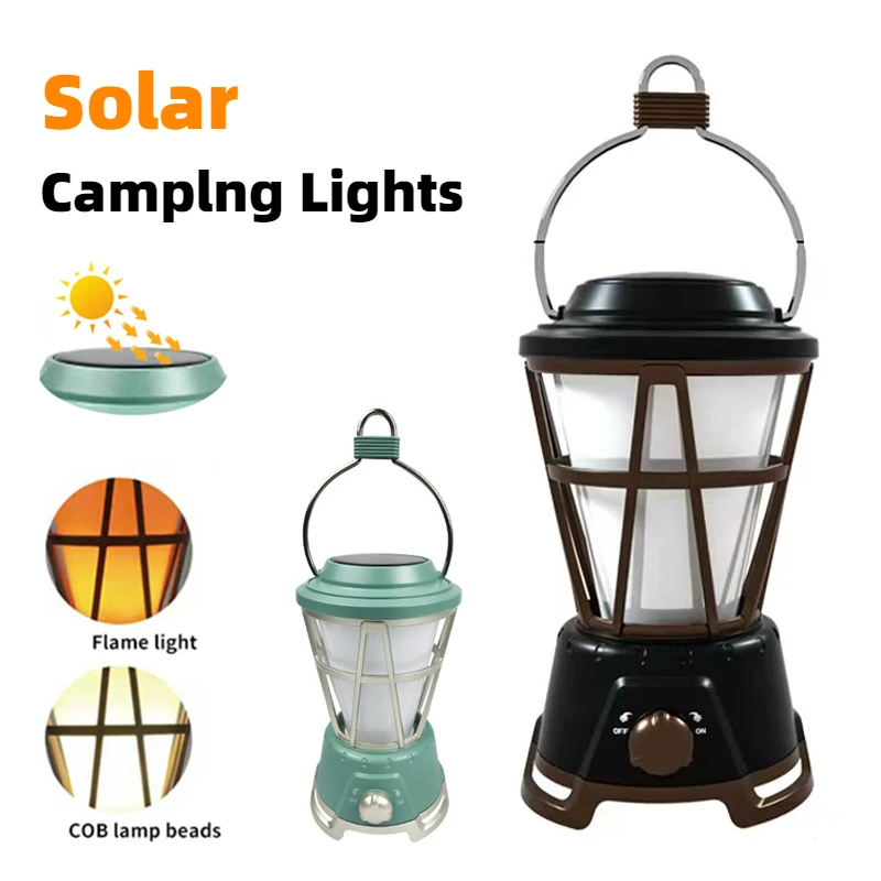

2000mAh Solar LED Camping Light 2 Modes Stepless Dimming with Hanging Hook 18650 Portable Hand Lamp Camping Hiking Lights