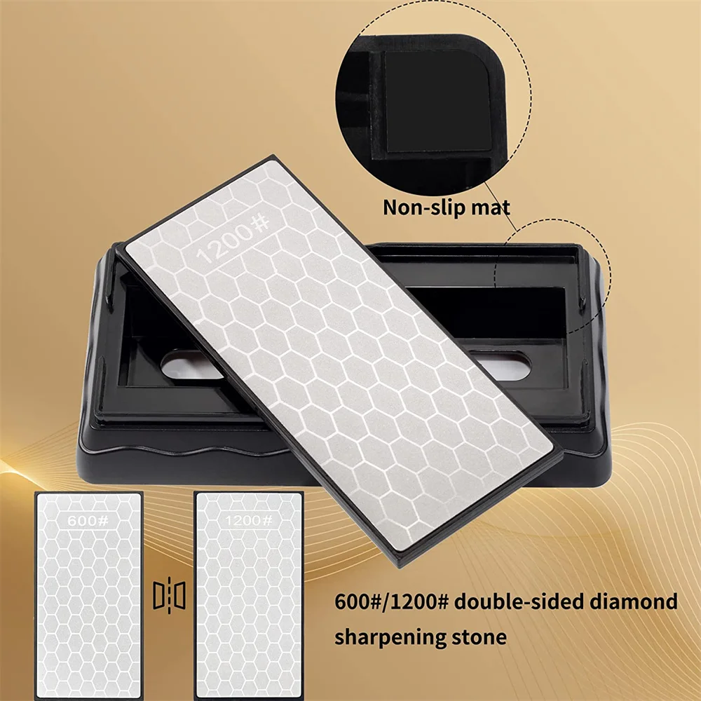 Double-Side Base Diamond Sharpening Stone Whetstone Knife Kitchen Grit Chef Knife Grinding 400/600/1000/1200 Grit Sharpener