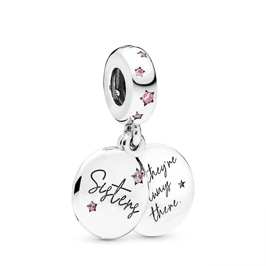 New Camping Night Sky Double & Forever Sisters Dangle Charm Beads Fit Original 925 Sterling Silver Bracelet DIY Jewelry Gift 2