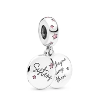 New Camping Night Sky Double & Forever Sisters Dangle Charm Beads Fit Original 925 Sterling Silver Bracelet DIY Jewelry Gift 2