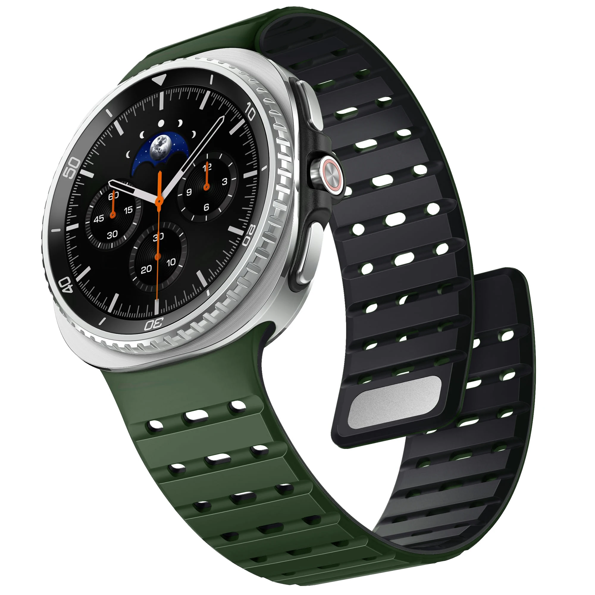 Sport Breathe Magnetic Silicone Watch Band with No-Gap Curved End Design