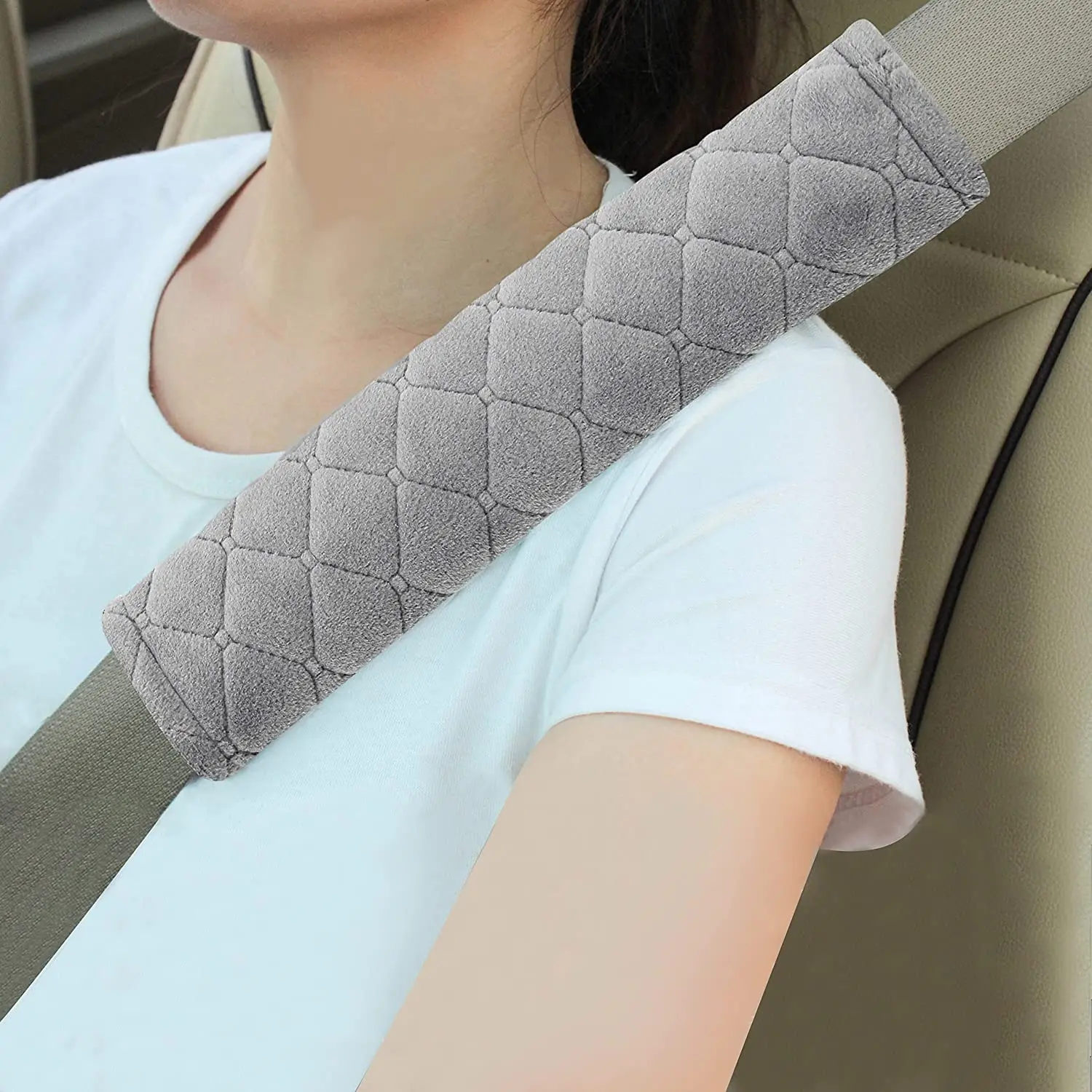 Car Seat Belt Accessory Universal Adjustable Plush Car Seat Belt Cover Shoulder Pad For Kids Adults Interior