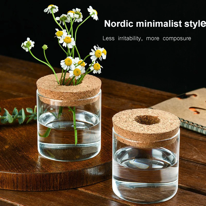 Creative Mini Hydroponic Plants Flower Pot Transparent Glass Vase Home Decor