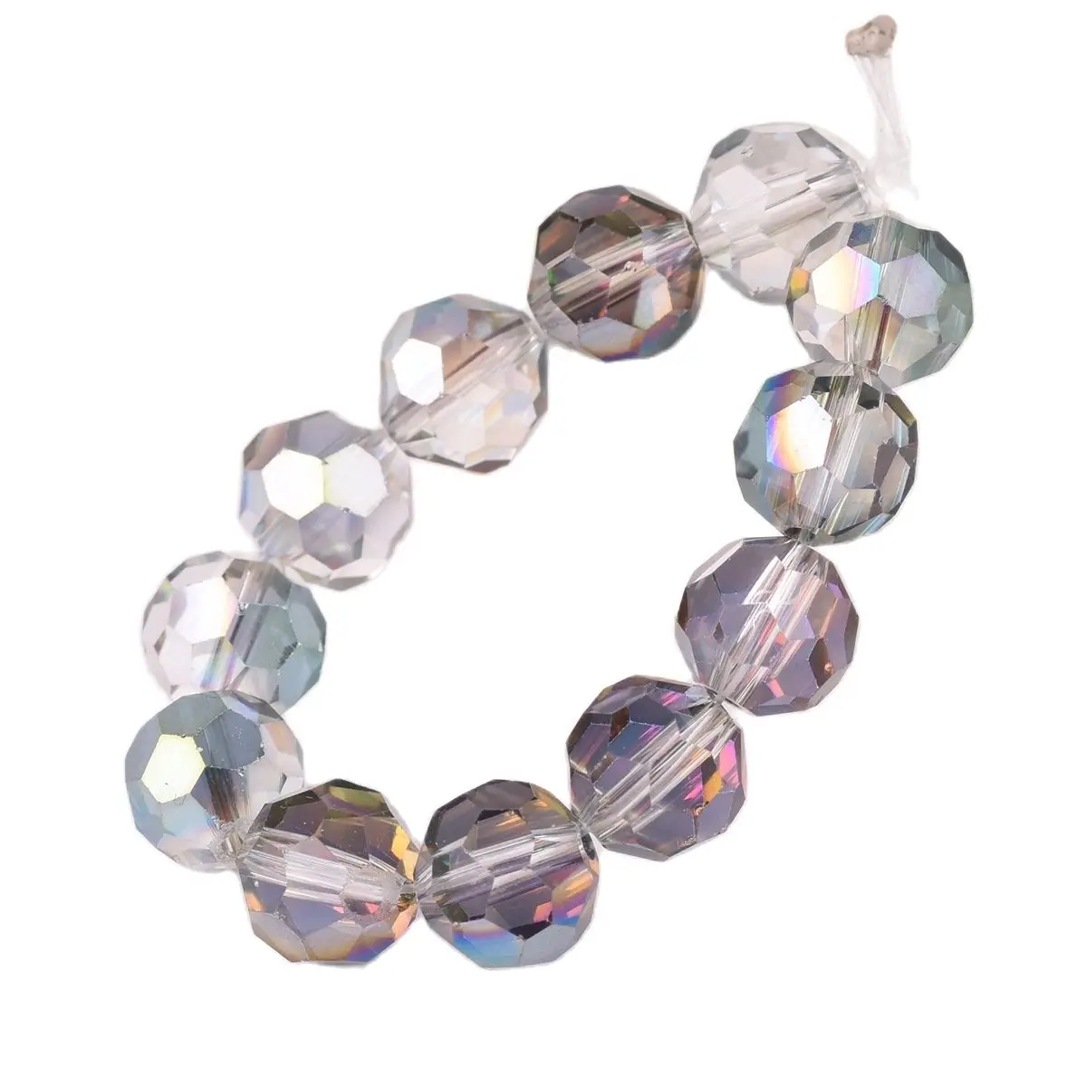 20pcs Rose Green Round 32 Facets Faceted Crystal Glass Loose Beads for Jewelry Making DIY Crafts