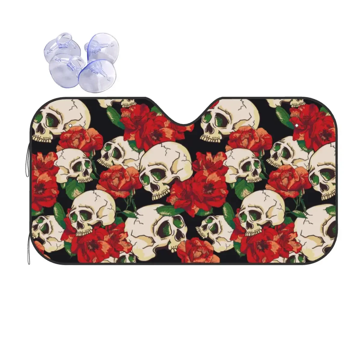 

Floral Skull Windshield Sunshade Vintage Fold-up Car Front Windshield 70x130cm Car Window Windscreen Cover UV Protector