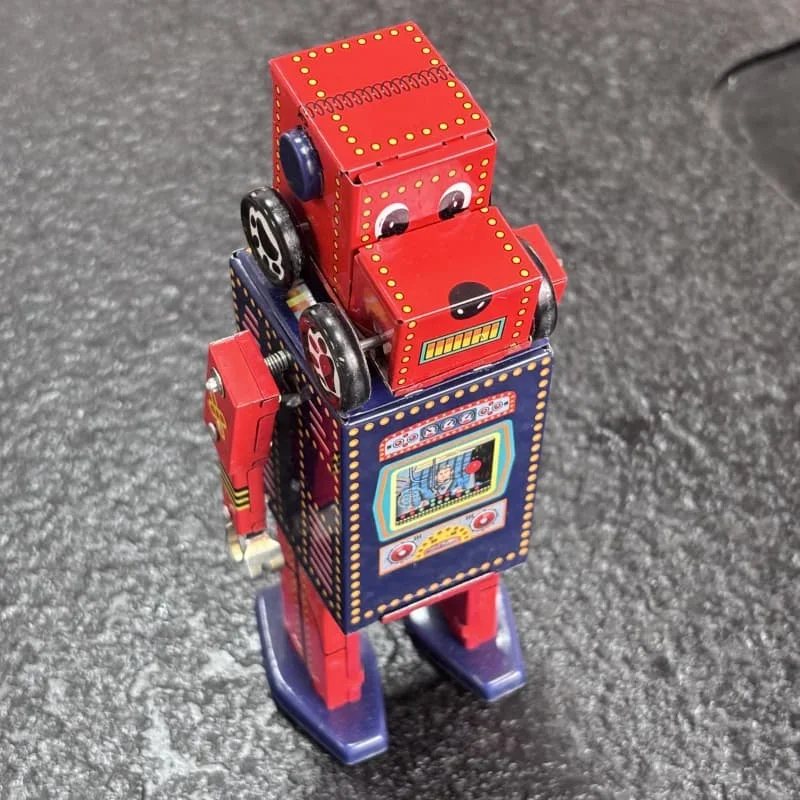 Clockwork Toy Figure Model Vintage Toy Adult Collection Retro Metal Tin Search and Rescue Robot Dog Car Gift Wind Up