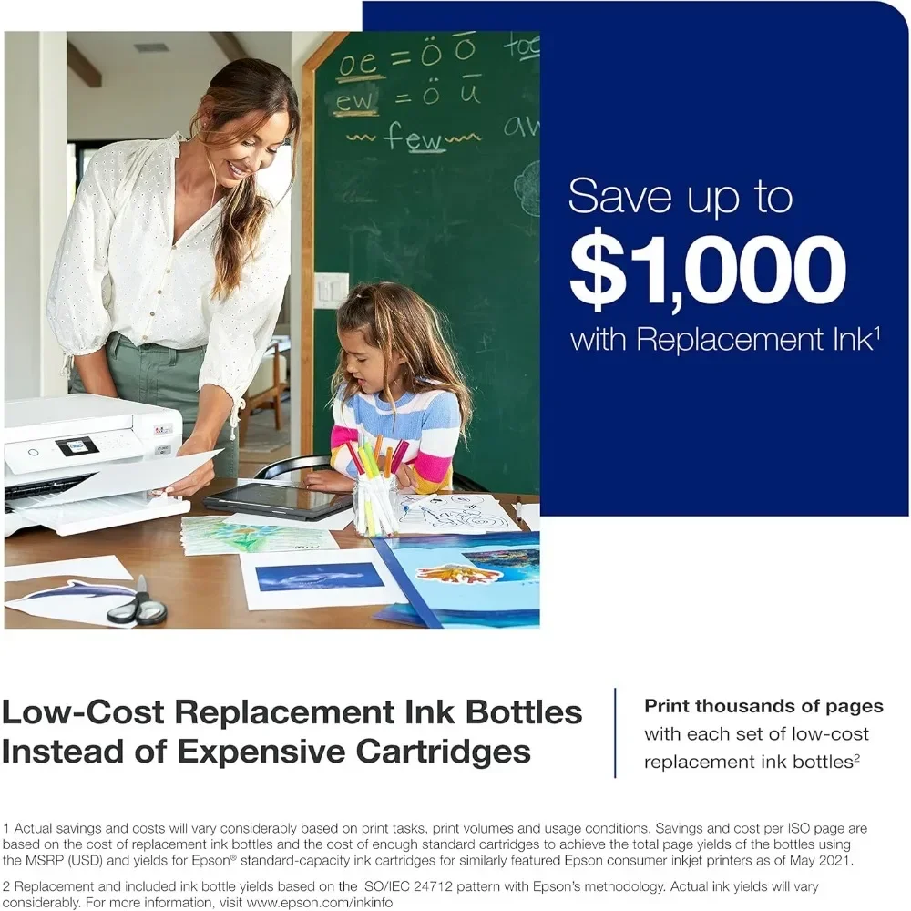 EcoTank ET-2850 Wireless Color All-in-One Cartridge-Free Supertank Printer with Scan, Copy and Auto 2-Sided Printing - White 3