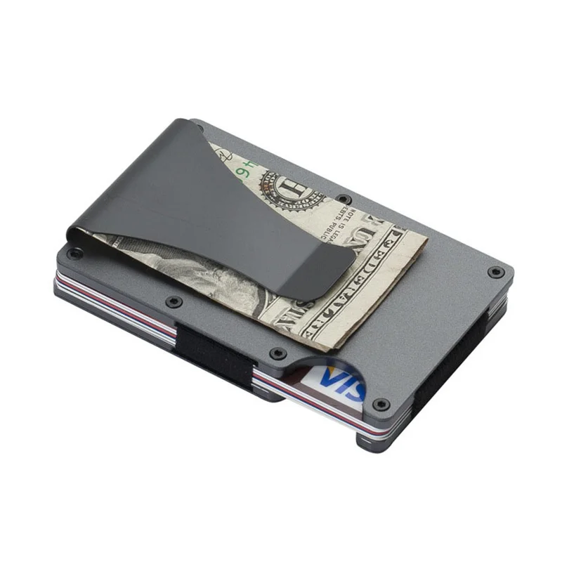 Luxury Designer RFID-Blocking Aluminum Card Holder with Metal Money Clip