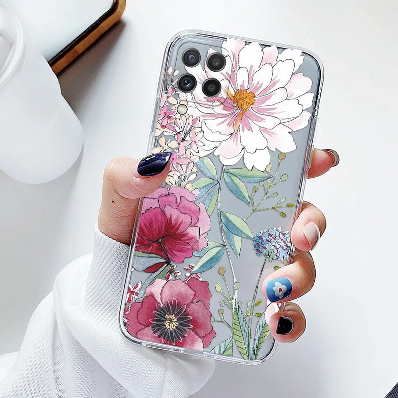 Floral Silicone Transparent Soft Phone Case with TPU Flower Design