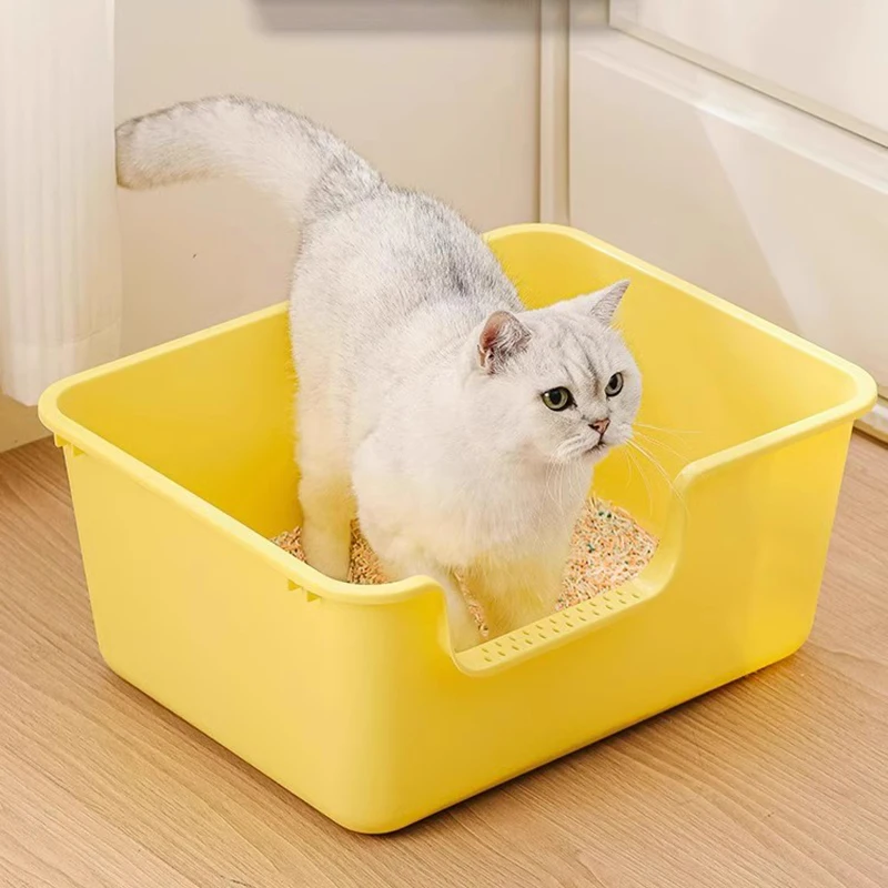 

Big Space Cats Toilet Cute Indoor Yellow Step Luxury Villa Cat Litter Box Prevent Smells Cute Ventilation Kuweta Pet Toilet