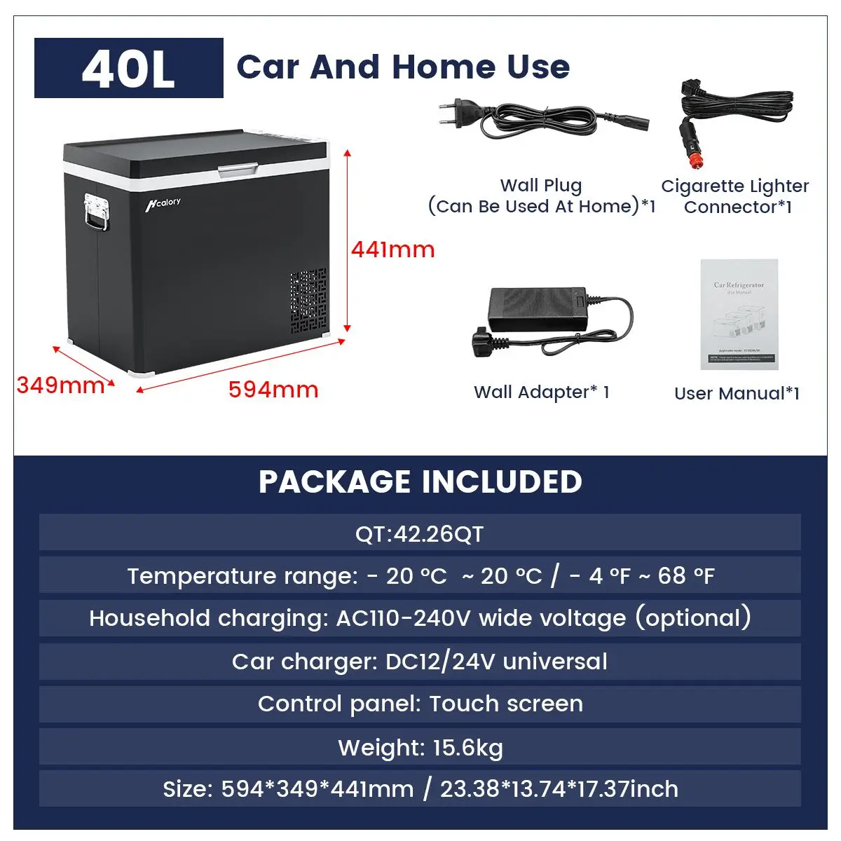 68 Quart Portable Car Refrigerator Fridge Cooler Chest Freezer with DC & AC  Adapter