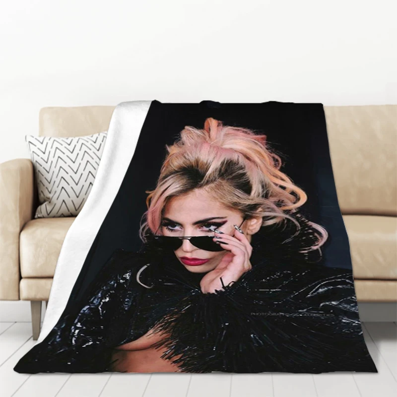 Lady Gaga Blanket Plush Furry Fleece Blankets for Bed Microfiber Bedding Plaid on the Sofa Bedspread Throw Knee Throws Baby Home 2