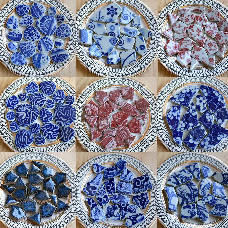 100g Oval Ceramic Mosaic Tiles Multi Color Mosaic Piece DIY Mosaic Making Stones for Craft Hobby Arts Home Wall Decoration arte