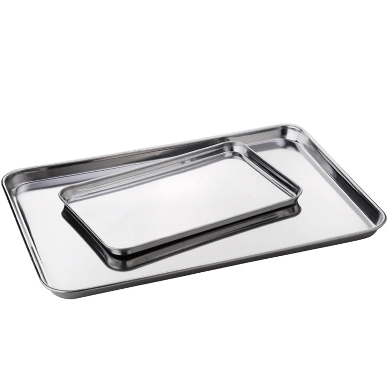 Rectangle Steamed Sausage Noodles Storage Trays Stainless Steel Fruit Dish Restaurant Hotel Kitchen Pastry Food Baking Plates 6