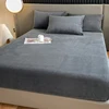 Velvet Fabric Fitted Sheet Soft Comfortable Elastic Bedspread Mattress Cover Bed Protector Winter Warm Flannel Fitsheet 2