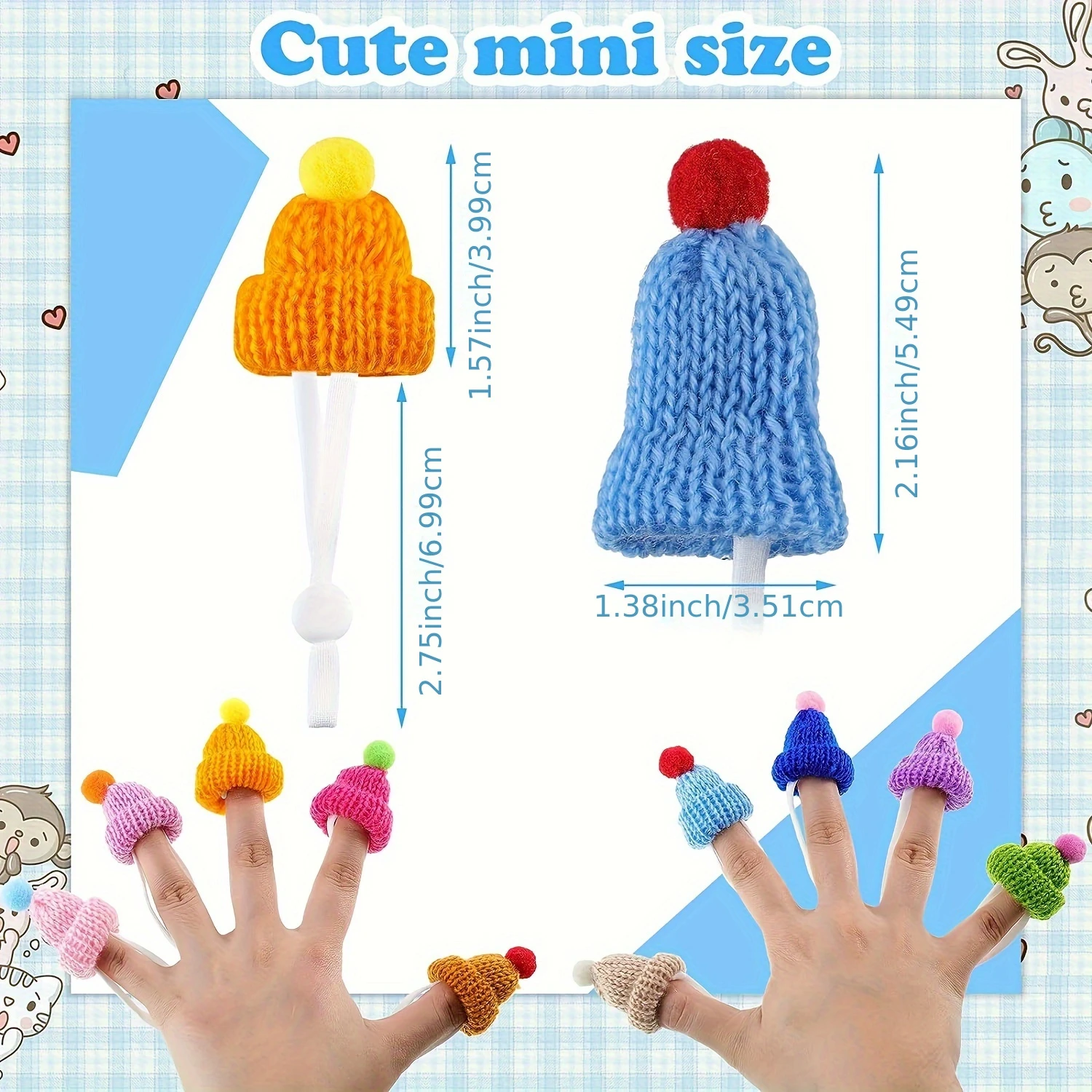 Adorable Knitted Hamster Hats with Drawstring Closure Soft Warm and Plush Headwear for Small Pets like Chinchillas 2pcs/set