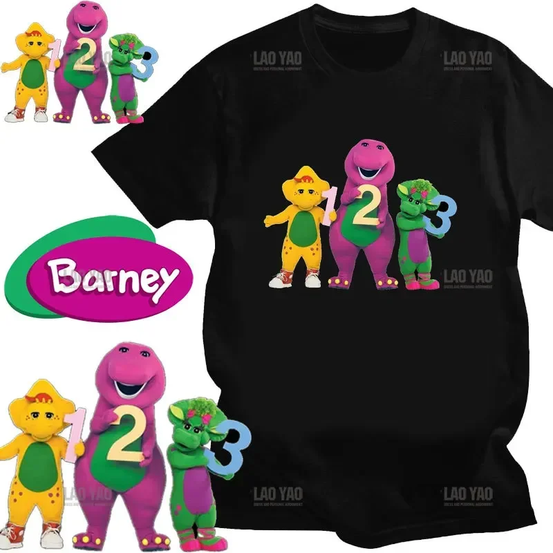 T-shirt graphique vintage Barney and Friends Super & Sen bleu multicolore garçon